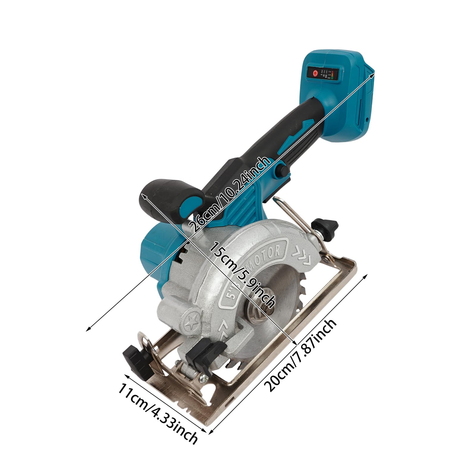Sierra circular con batería de aluminio de 2280 W, con cubierta protectora, ángulo de corte ajustable y profundidad de corte, minisierra circular manual, 6200 rpm, sin escobillas, para madera, piedra