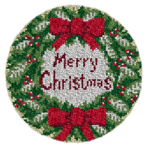 Coussin au crochets à loquet bricolage motif Noël avec fils acryliques colorés
