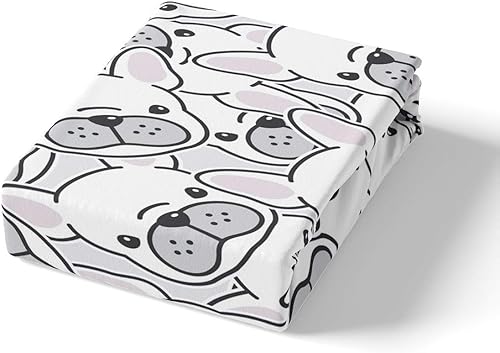 Miniatura 2 de Juego de sábanas de perro de bulldog francés para niños y niñas, juego de ropa de cama con estampado de animales de caricatura, diseño de perro y