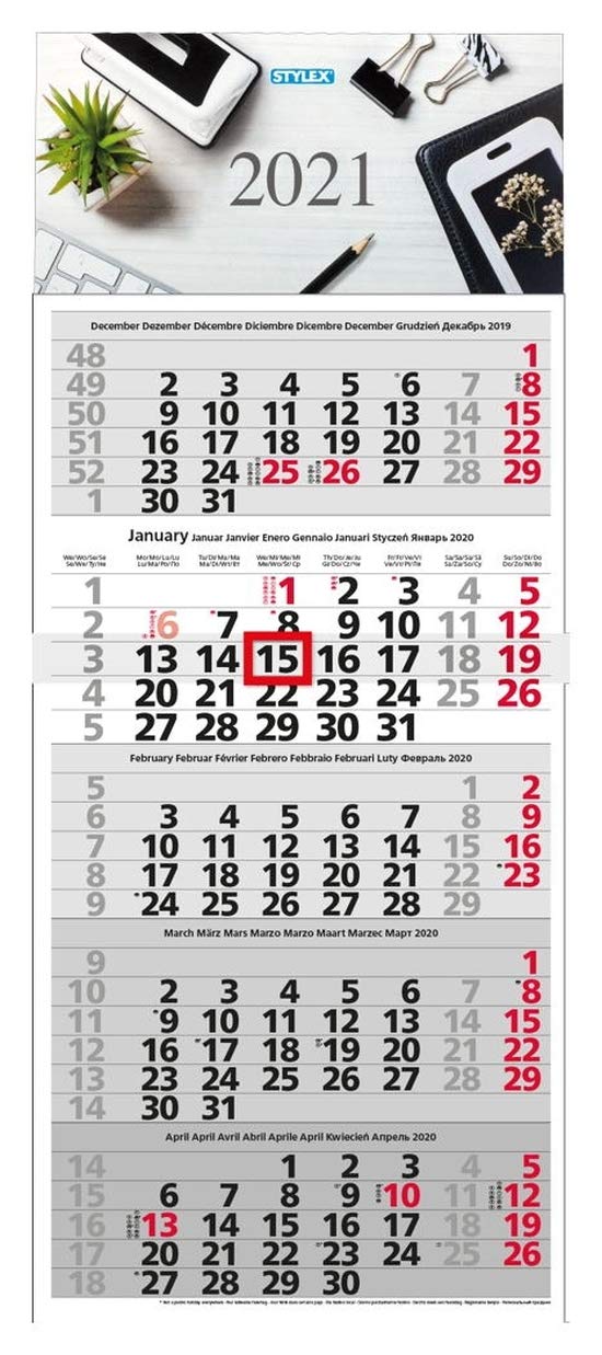 5-month calendar 2021. ca. 30,5 x 72,5 cm