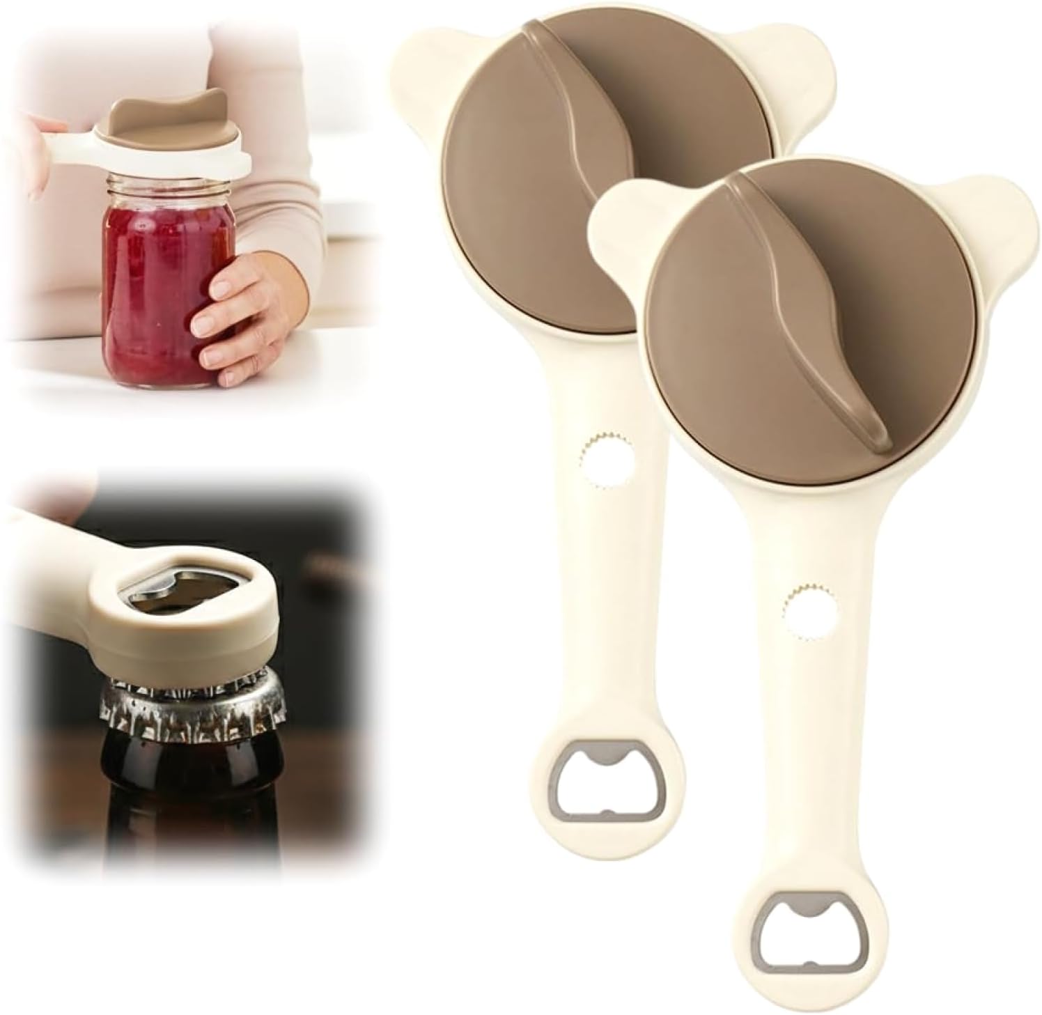 4-in-1 Effortless Lid Opener with Extended Handle for Tight Lids and Bottles, Adjustable Jaws and Non-Slip Grip Kitchen Helper Tool (2PCS)