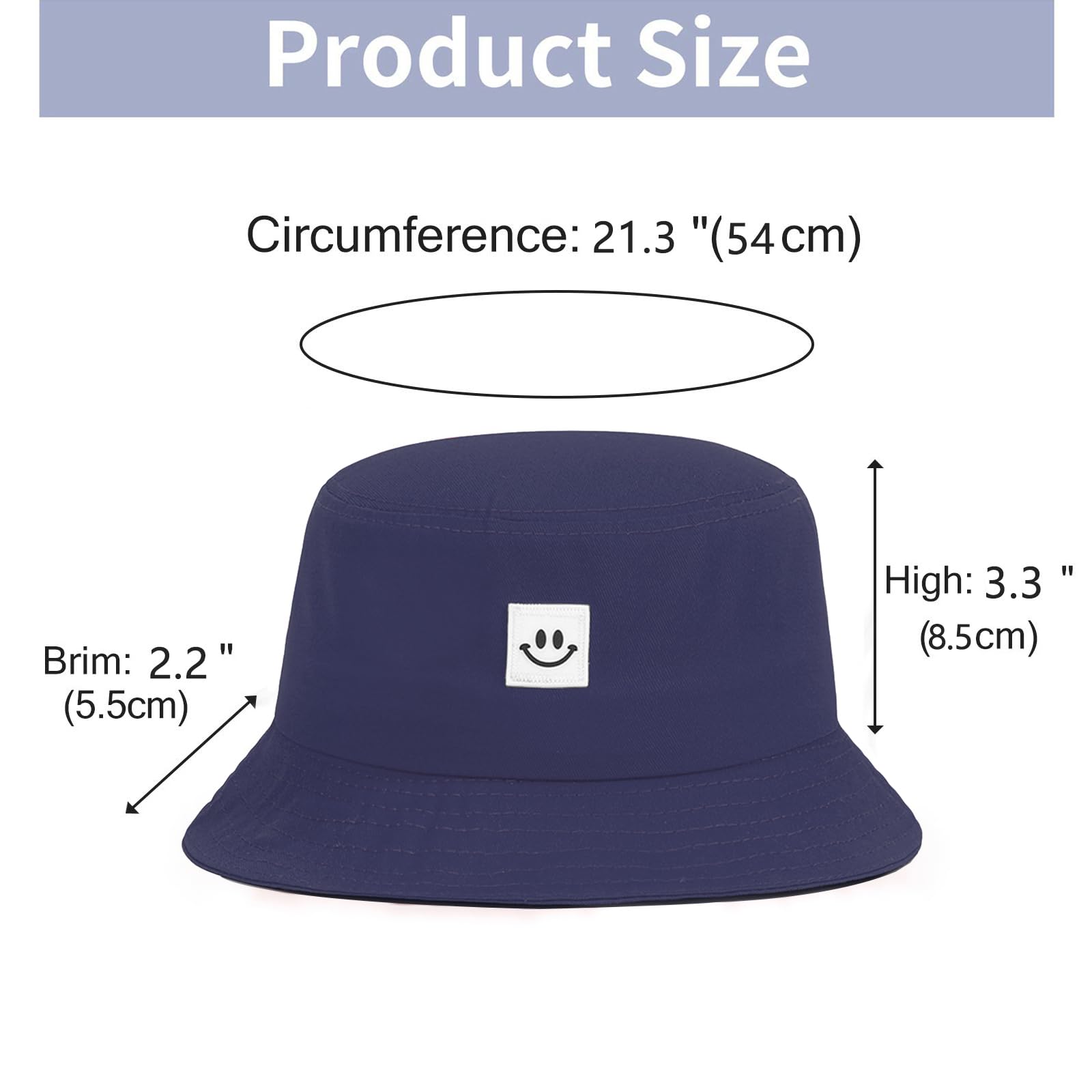 Kinder-Sonnenhut, lächelndes Gesicht, Fischerhut für Mädchen und Jungen, Sommer-Sonnenschutz, Baumwolle, Unisex, Strandkappe