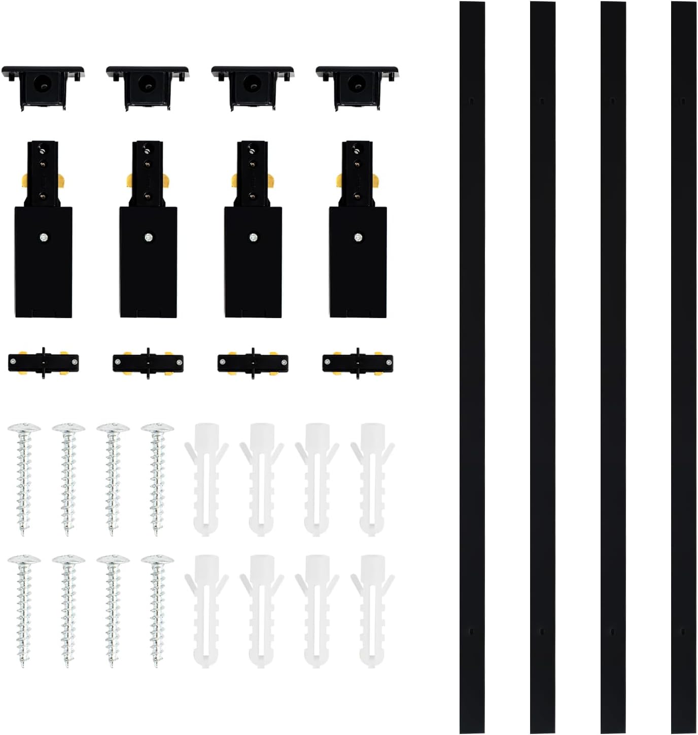 VANoopee H Track Lighting Rails Kit, 13FT H Type Rails Black With End Caps and Live End Feed Connector, Compatible With Single Circuit 120V H Style System, for LED Lighting Heads