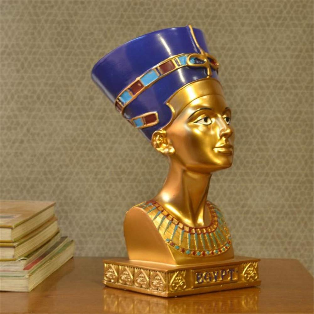 Starożytna egipska królowa Nefertiti statua mała głowa i biust statua z żywicy figurka egipt rzeźba ozdoba dekoracyjna biurko do domu wystrój rzemiosło artystyczne, B (A)