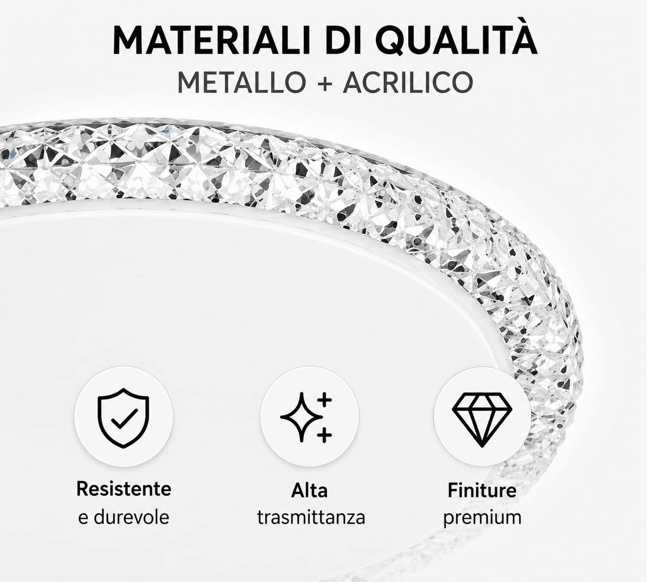 UNIVERSO Plafoniera LED Moderna 60W CCT Dimmerabile con Telecomando, Lampada da Soffitto Rotonda 3000K-6500K 4800LM in Metallo e Acrilico Bianca per Soggiorno Camera Cucina Ufficio – C24-3C