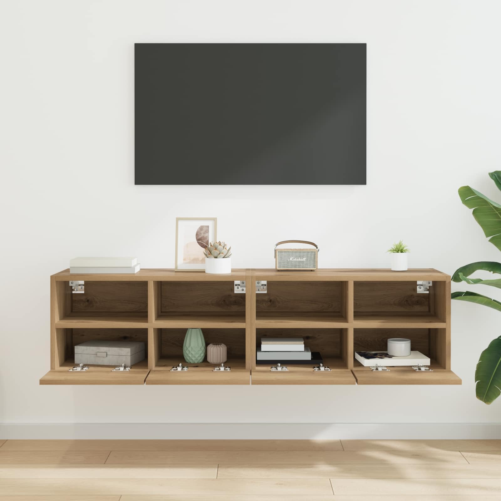 Szafka pod telewizor naścienny, 2 sztuki rękodzieła, 60 x 30 x 30