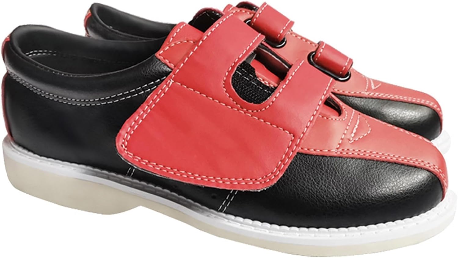 DHAEY Women's Bowling Shoes Comfortable Leather Breathable Wear-Resistant Lightweight Pro Bowling Shoes Unisex-Adult Bowling Sport Shoes (Color : Black and red, Size : 5.5 Women/4 Men)