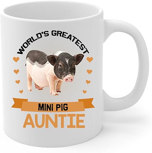 Miniatura 2 de Lovesout World's Greatest Saddle Mini Pig Auntie Gifts For Tía Taza de café divertida Taza de té de cerámica blanca 11oz Regalos para dueños de