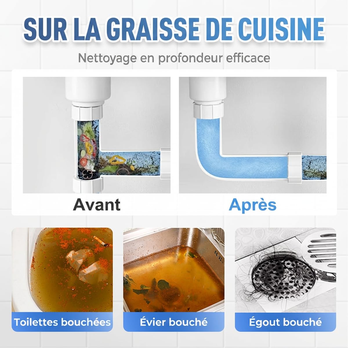 Furet Deboucheur Canalisation,Deboucheur Canalisation Professionnel, Deboucheur WC,Super Déboucheur Cheveux,Débouche WC,Évier,Douche – Élimine Cheveux,Graisses et Résidus Organiques (2 Pcs)