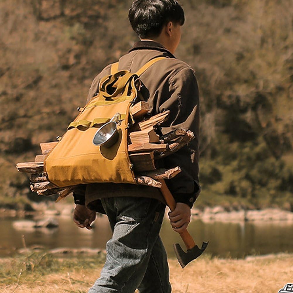 Borsa Porta Legna Ardere Portatile, Impermeabile, in Tela, con Manico, per Riporre Legna Ardere E Trasportarla in Viaggio All'aperto