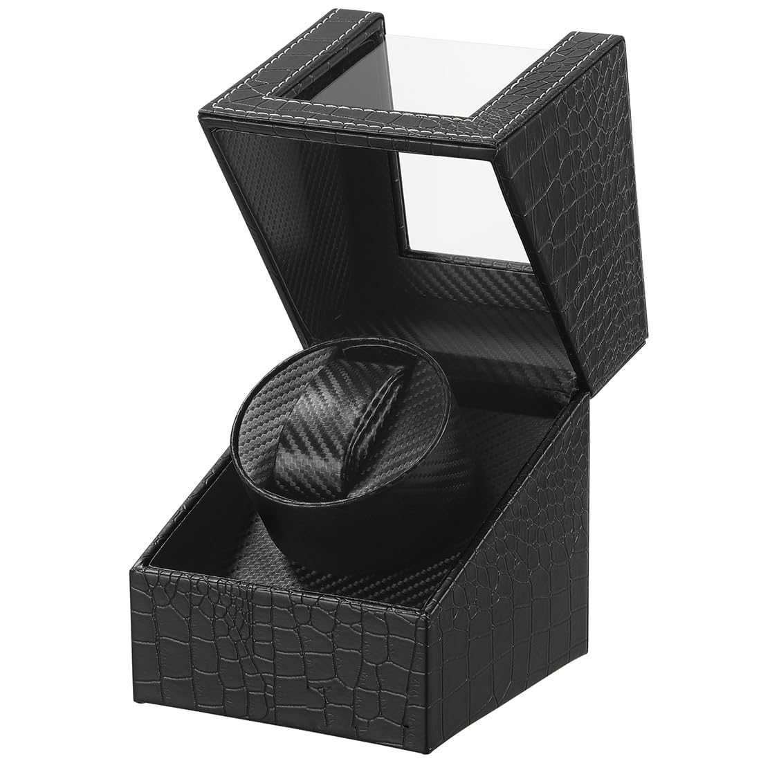 Caja giratoria automática para Relojes de Lujo, con Motor silencioso Mabuchi, Funciona con Pilas o Fuente de alimentación de Piel sintética, Negro Piano Lacado…