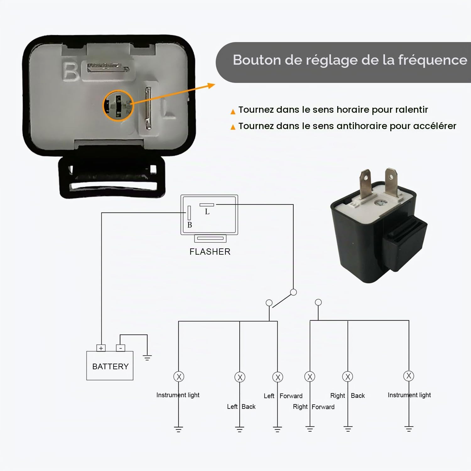 Centrale pour Clignotants Moto,Relais Clignotant Réglable | 2Pin Clignotant Relais,DC12V Centrale Clignotante,Avec Engrenage Réglable,pour Clignotant Moto LED-Boîtier Lgnifuge,​​2Pieces