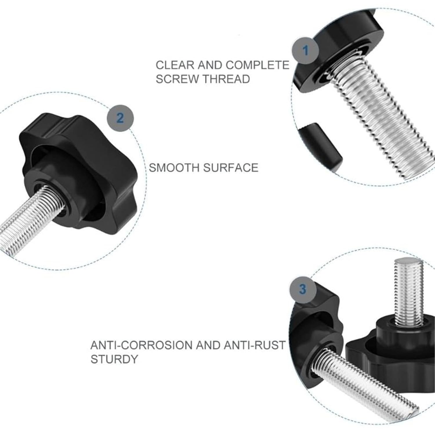 60Pcs Thumb Screw Clamping Handle Bolts with Plastic Knobs Thread Knurled Grip(32xM6)