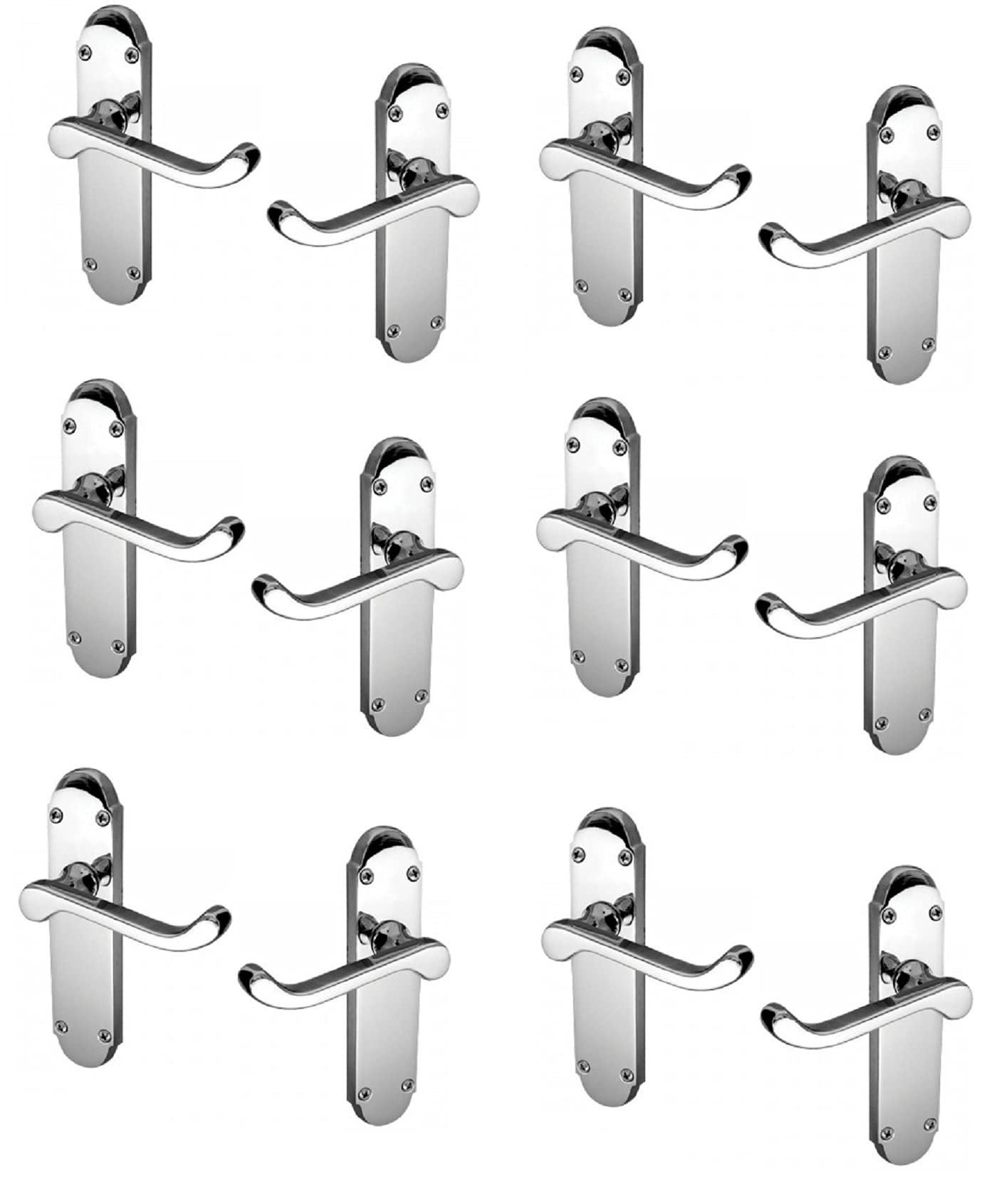 Haven Heritage Chrome Door Handle Polished Epsom Style Victorian Scroll X 6 Pairs - ®