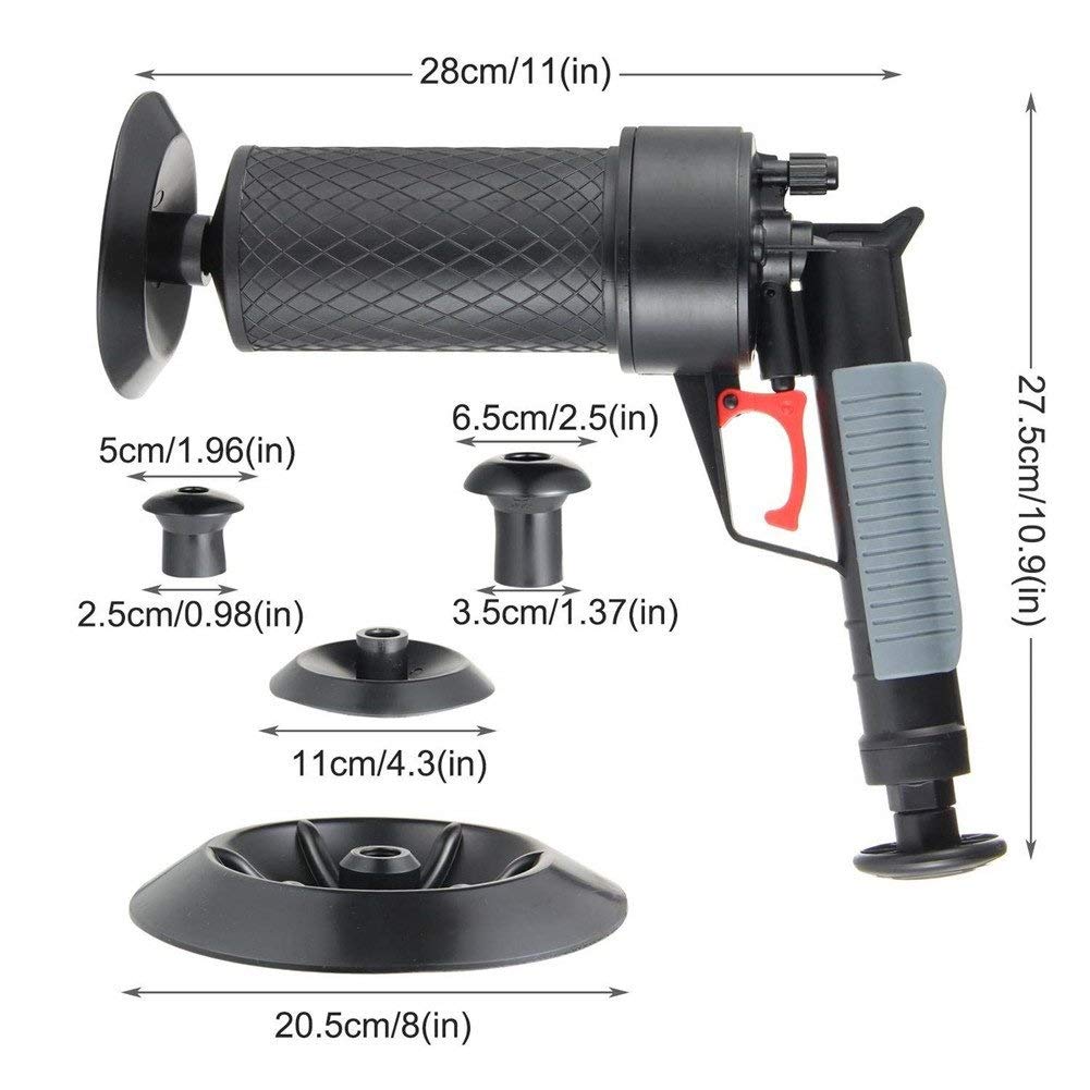Pistola sturalavandini Aria compressa sturalavandino Pompa sturalavandini Professionale Sturatubature per Vasca da Bagno, Doccia Cucina Clogged Tubo Vasca Lavabo