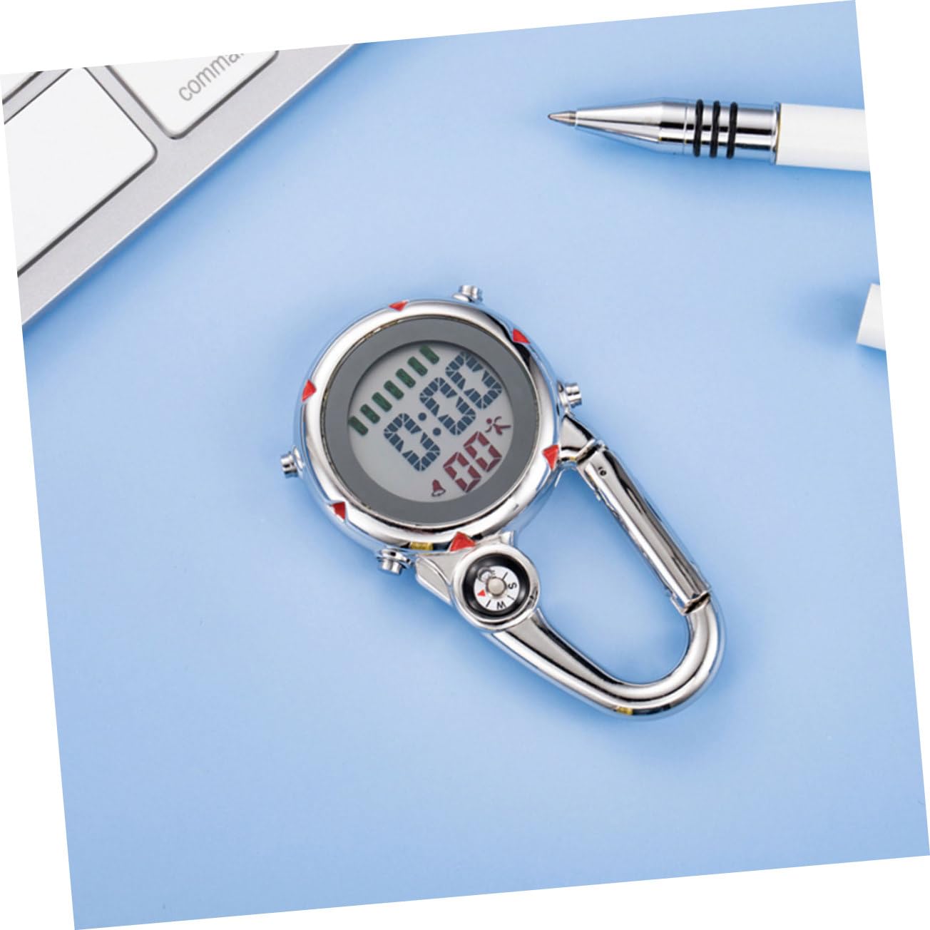 BESPORTBLE 2 Stück Kletteruhr aus Edelstahl mit Metallclip Tragbare Clip Uhr für Outdoor Abenteuer Leicht und Vielseitig Am Rucksack oder Gürtel zu Befestigen