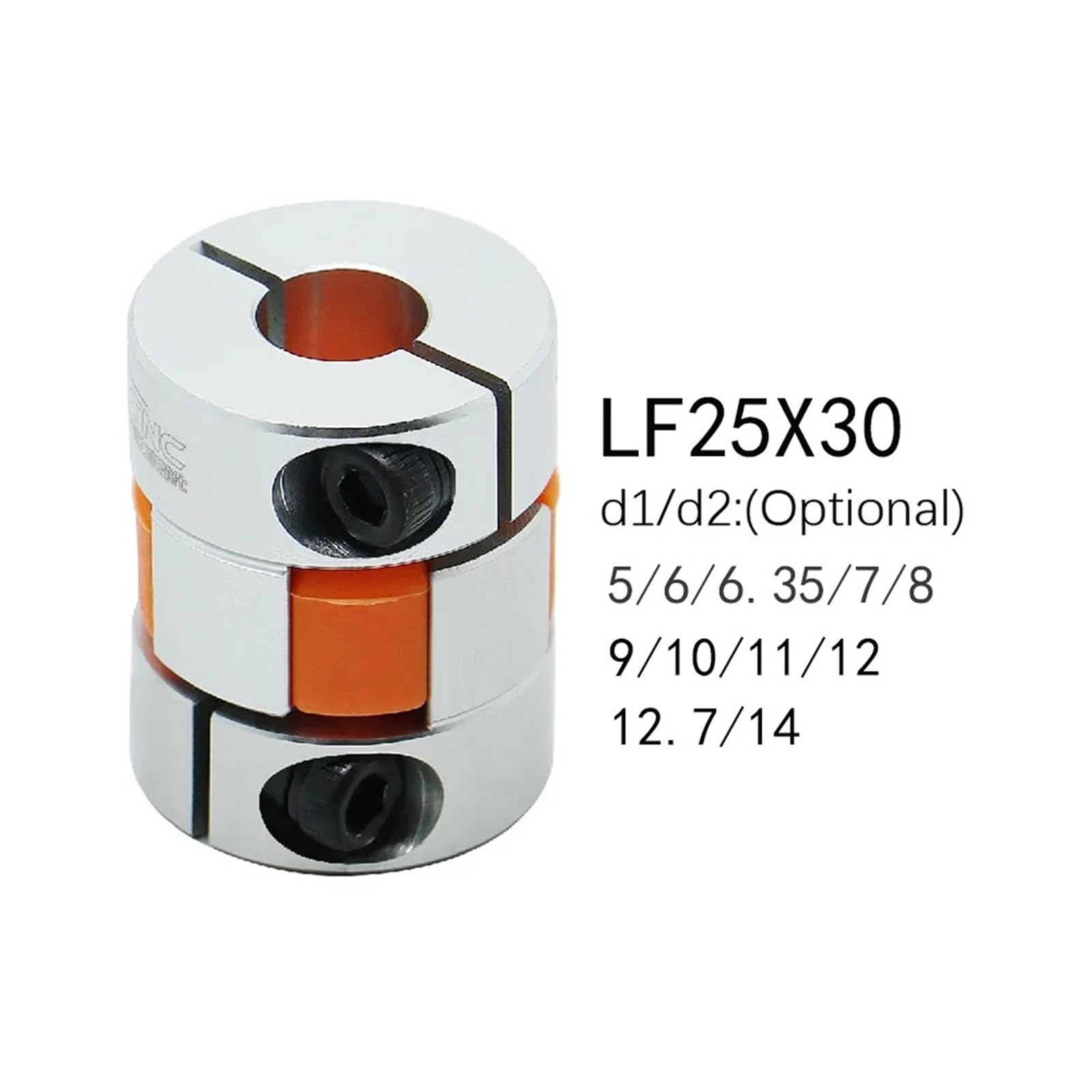 Acoplador de eje de dos mandíbulas D25L30, Conector de acoplamiento Flexible de Motor de aluminio, pareja CNC 4/5/6/6,35/8/10/12/14mm, 1 Uds.(5x12.7)
