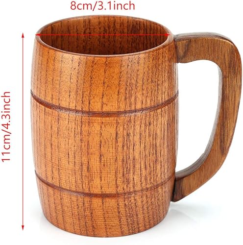 Miniatura 8 de Taza de cerveza formada barril de madera hecha a mano, taza de beber de madera clásica, respetuoso del medio ambiente natural