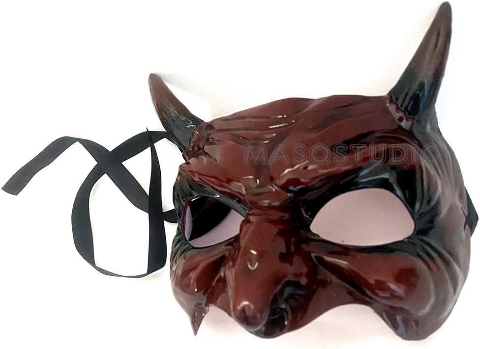 MasqStudio Black Red Big Devil Mask with Horns Animal Masquerade Halloween Cosplay Haunted House party mask Art Wall Deco