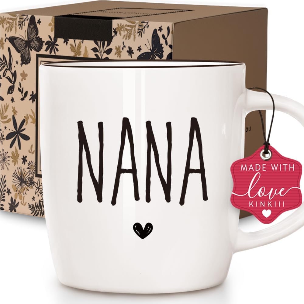 Promoted to Nana Coffee Mug Gifts for Grandma, New Pregnancy Announcement Gift for Future Grandmother, Unique Baby Reveal Mugs for Grandma Nana, Christmas Thanksgiving Coffee Mug Gift, 13oz