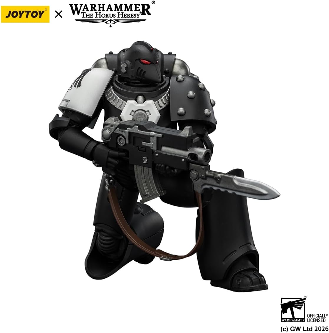 JOYTOY Warhammer Horus 1/18 Action Figure Raven Guard MkVI Tactical Sergeant with Power Sword, Bolter and Plasma Pistol 4.8'' Mehca Model Collector's Gift