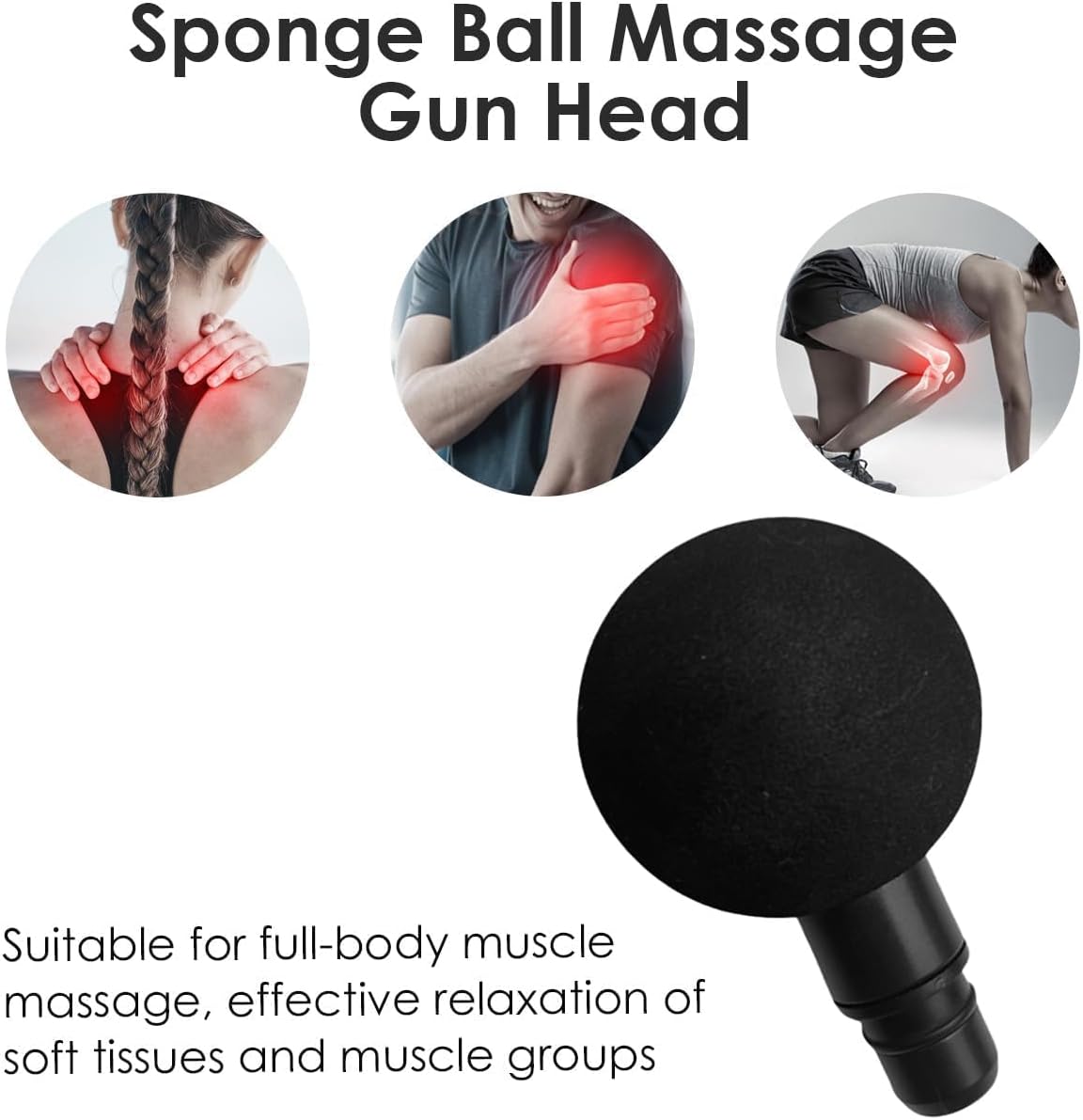 Wokyo Fascia Gun Massage Head 20mm Diameter Muscle Head Accessory Deep Tissue Applicator for Buttocks (2.4in Big Ball Heads)