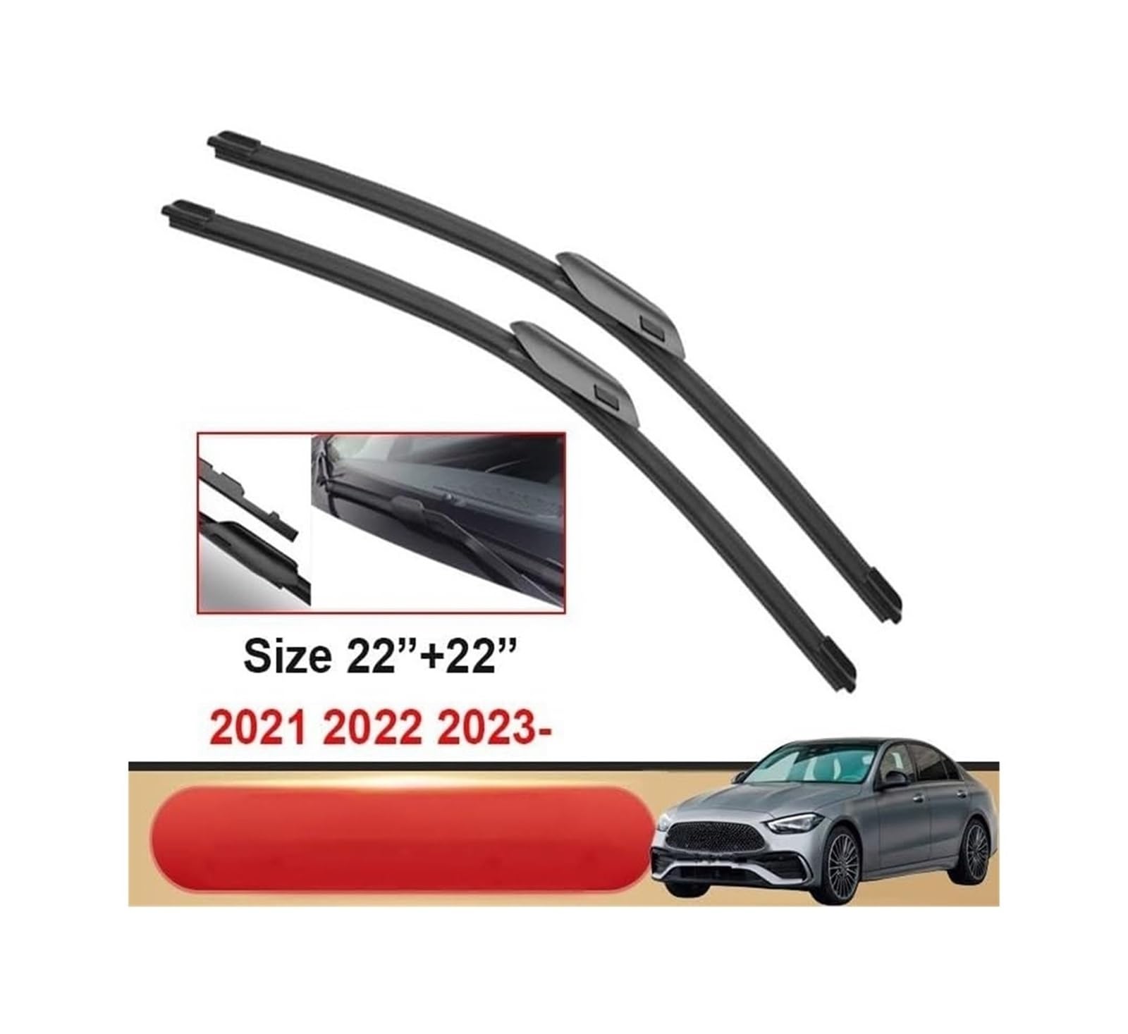 Auto Limpiaparabrisas Para Benz Clase C W206 S206 2021 2022 2023 C180 C200 C220d C300d C300 C400 22"+22" Escobillas Limpiaparabrisas Delanteras