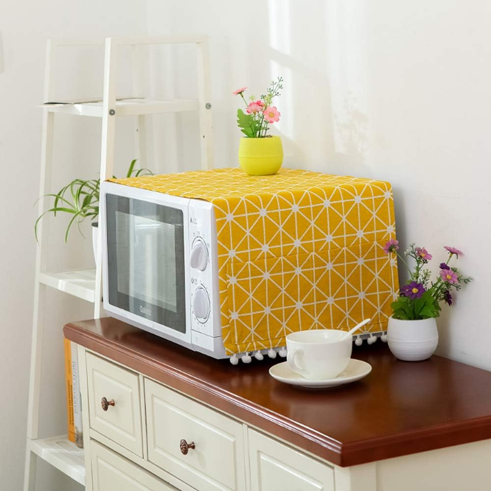 MF2FLAY Fridge Dust Proof Cover Multi-Purpose Washing Machine Top Cover with Refrigerator Storage Organizer Bags (35In x 12In, Yellow)