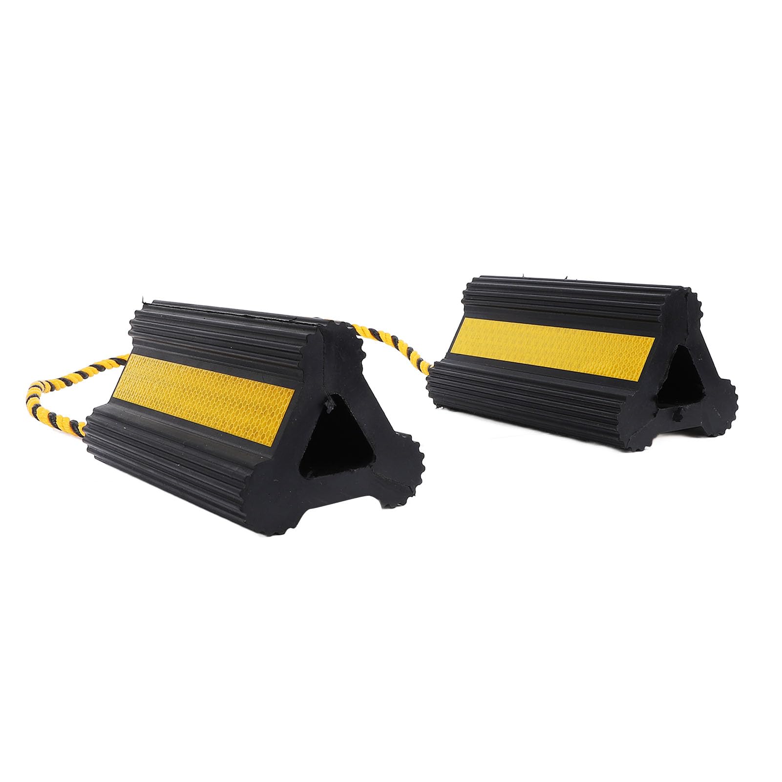 aqxreight Calzos de Goma Resistentes para Ruedas con Cinta Reflectante, Paquete de 2 Topes Antideslizantes para Neumáticos para Automóviles, Remolques, Camiones, Vehículos Recreativos, Estabilizador
