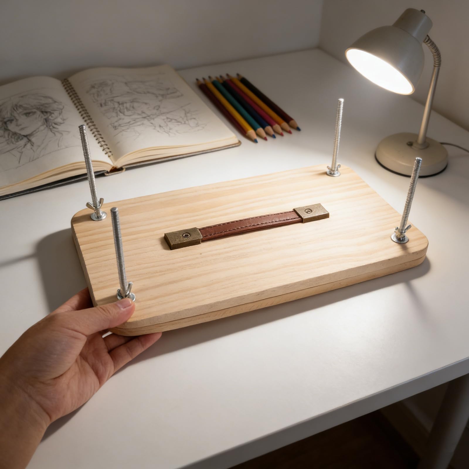 NUOBESTY Prensa Compresión y Inoxidable Libros de Acero de Madera de Sobremesa Estructura Robusta Precisa para Encuadernación Manual Adecuado para Proyectos