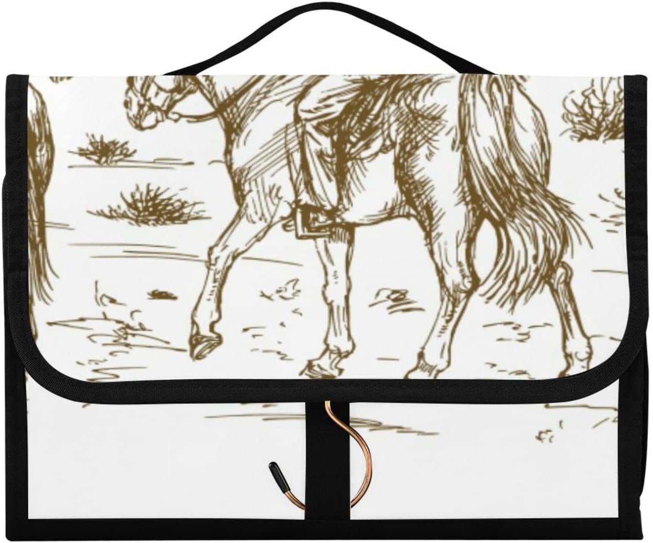 Western Desert Cowboys Travel Toiletry Bag Cosmetic Make up Brush Cases Hanging Water-resistant Accessories Organizer for Women 3PCS