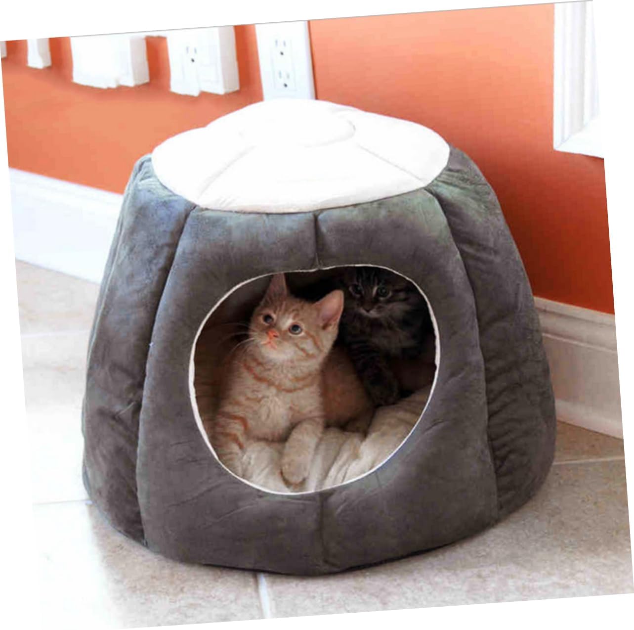 VANZACK Round Table Dog Tent Cozy Puppy Sleeping Bed for Cats Dogs Gray Black Color Comfortable with Super Machine Washable for Winter Use