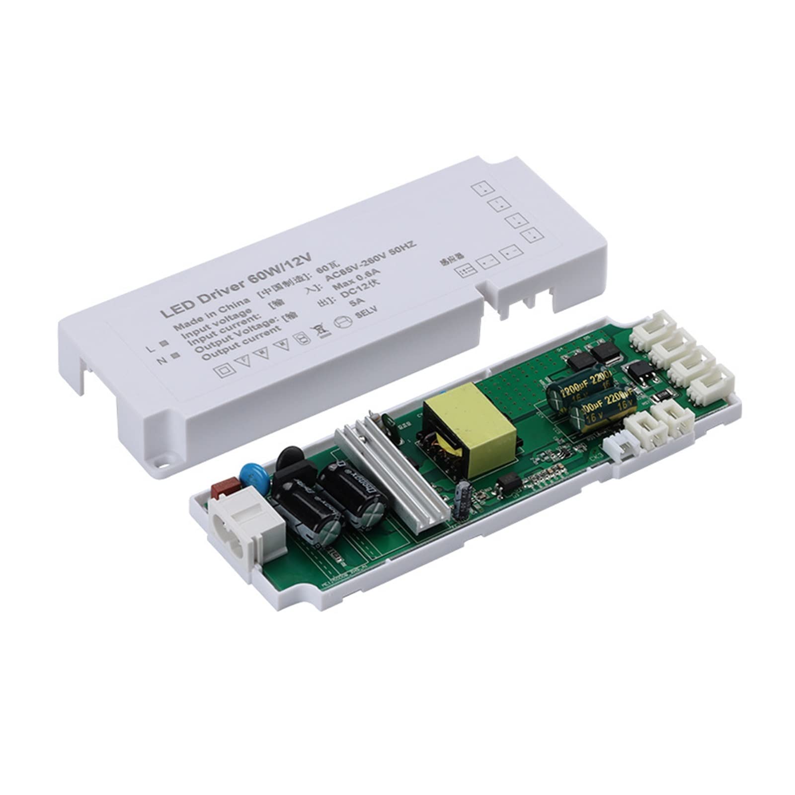 Fuente de alimentación de luz LED for armario, fuente de alimentación de corriente constante aislada for armario, fuente de alimentación de conducción de amplio voltaje AC85-260v(LED Driver 100w/12v)