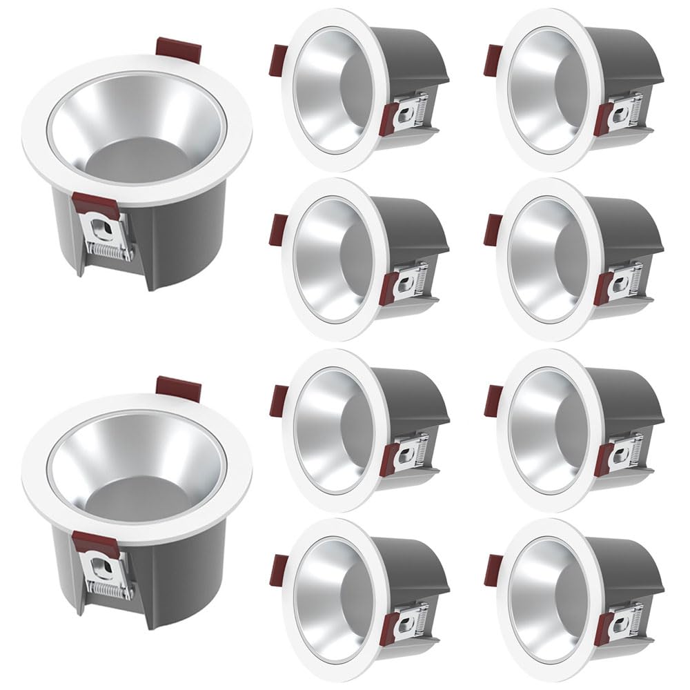 BHGFYXBS Round Ceiling Lights Spotlights, 7W,10W,15W Aluminum Anti-Glare Lighting Fixture,10 Pack Ultra Bright Recessed Led, 3000K,3500K,4000K,6000K Optional, Balcony Aisle,3000k-10W
