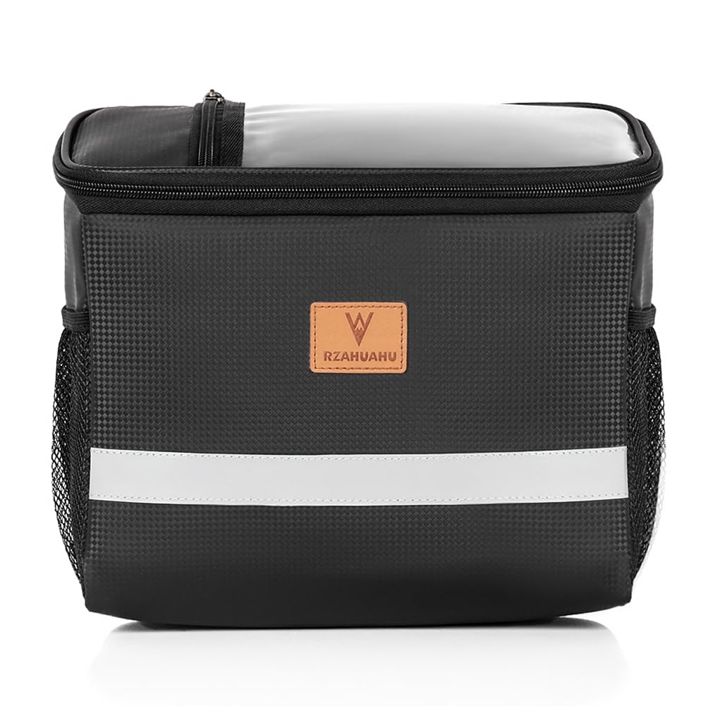 Borsa anteriore da 8L per bicicletta, grande capacità, touch screen, impermeabile, con striscia riflettente, per mountain bike, bici da strada