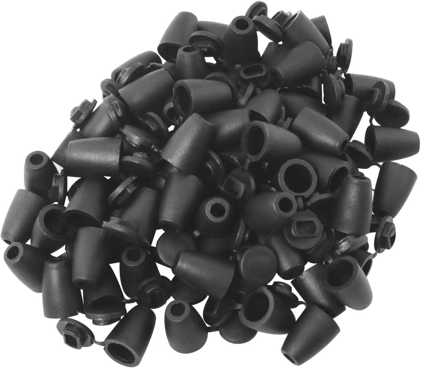 100pcs Black Plastic Rope Buckle Lock Rope Stopper One Piece Hanging Bell For Lanyard Backpack Clothing