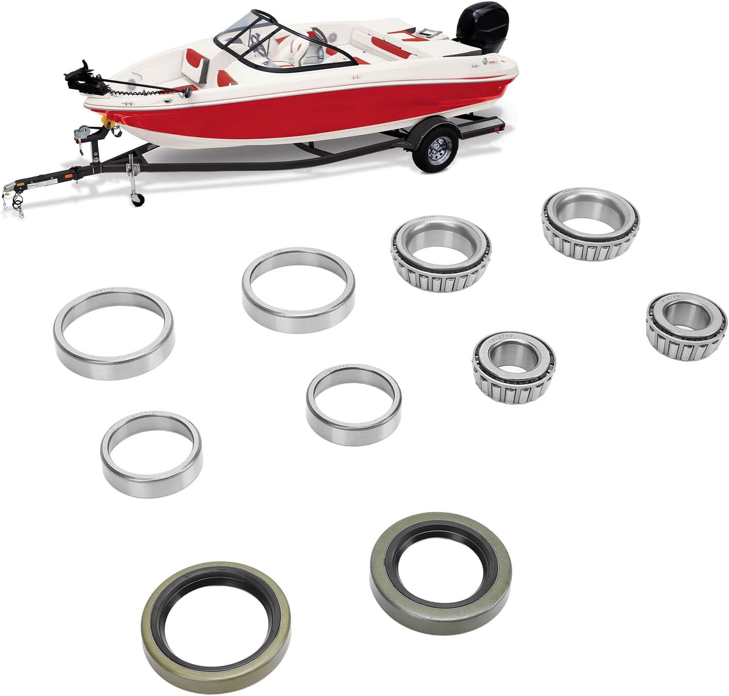Srliya 10Pcs L68149 LM12749 Trailer Axle Wheel Hub Bearings Kit Alloy Support Reduce Friction for 1-1/16in Trailer Axles Wheel Hub