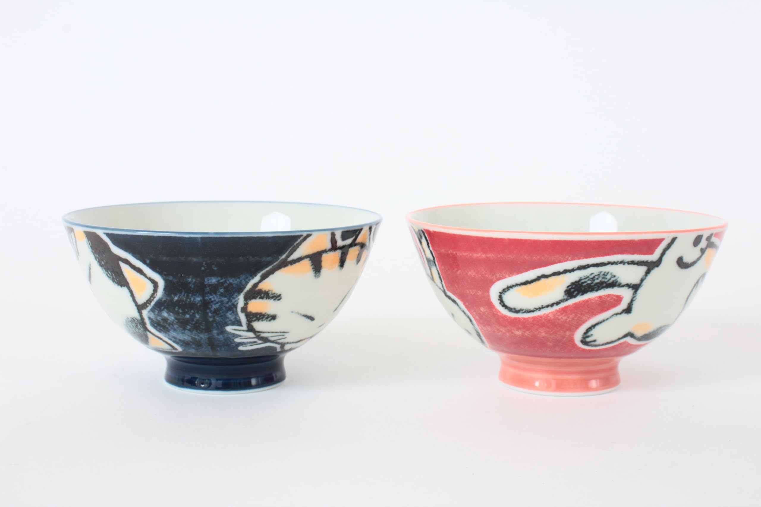 Mino ware MIG016 Lot de 2 bols à riz en poterie japonaise Motif animal Fabriqué au Japon (Import Allemagne)