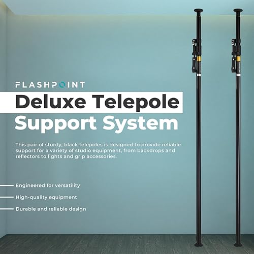 Miniatura 2 de Flashpoint Sistema de soporte de telepolo de lujo, negro, par