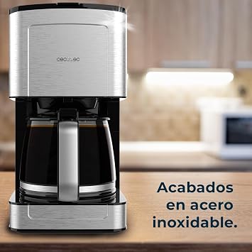 Cecotec Coffee machines for drip coffee Coffee 56 Heat. Power 800W, capacity 1.3L for 12 cups, stainless steel finish, drip-free spout, permanent filter or paper filter, automatic shutdown.