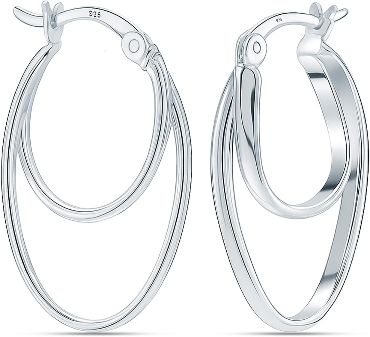 Charmsy 925 Sterling Silver Hoop Earrings for Women | Classic Round Twisted Italian Double Layered Click-Top Earring Hoops