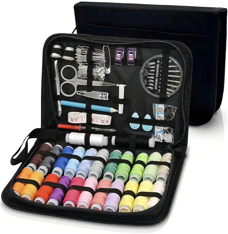 Kit de Costura E Linhas Completo C/ 96 Peças PREMIUM , para Reparo Com Estojo Preto Kit de Costura, Costura, Linha de Costura, Agulha de Costura, Costura Acessórios, Para Reparo Com Estojo Preto PREMIUM