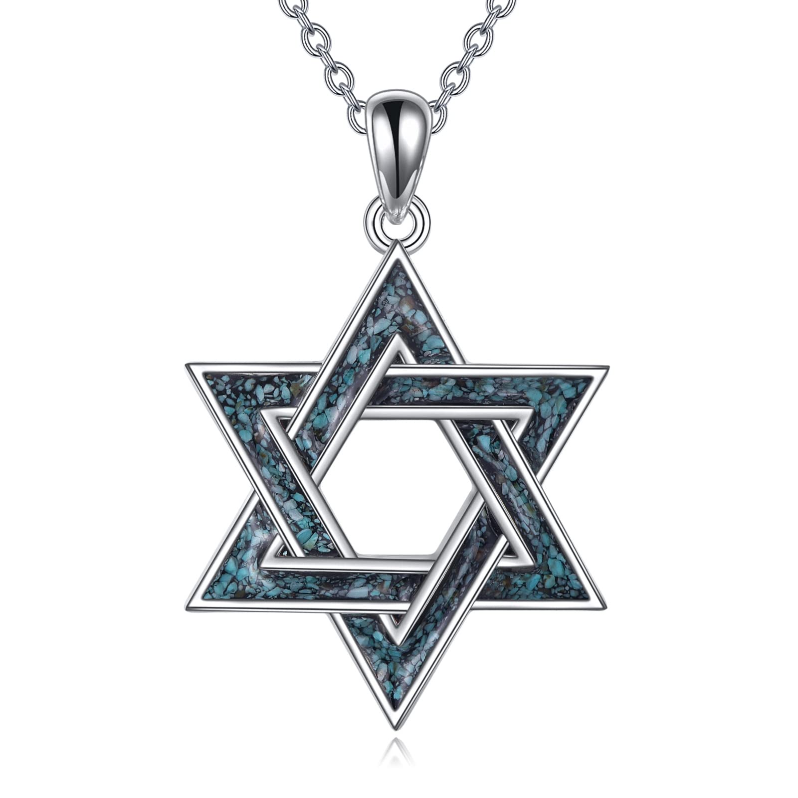 YFN Collar de estrella de David de plata de ley con colgante de tuquoise para mujeres y hombres