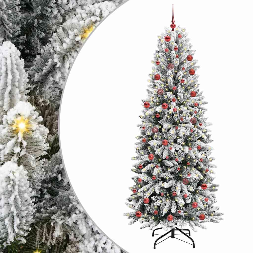 Árbol de Navidad artificial blanco, 210 cm, 300 ledes blanco cálido, estructura de acero PVC, decoración festiva para interior y exterior protegido