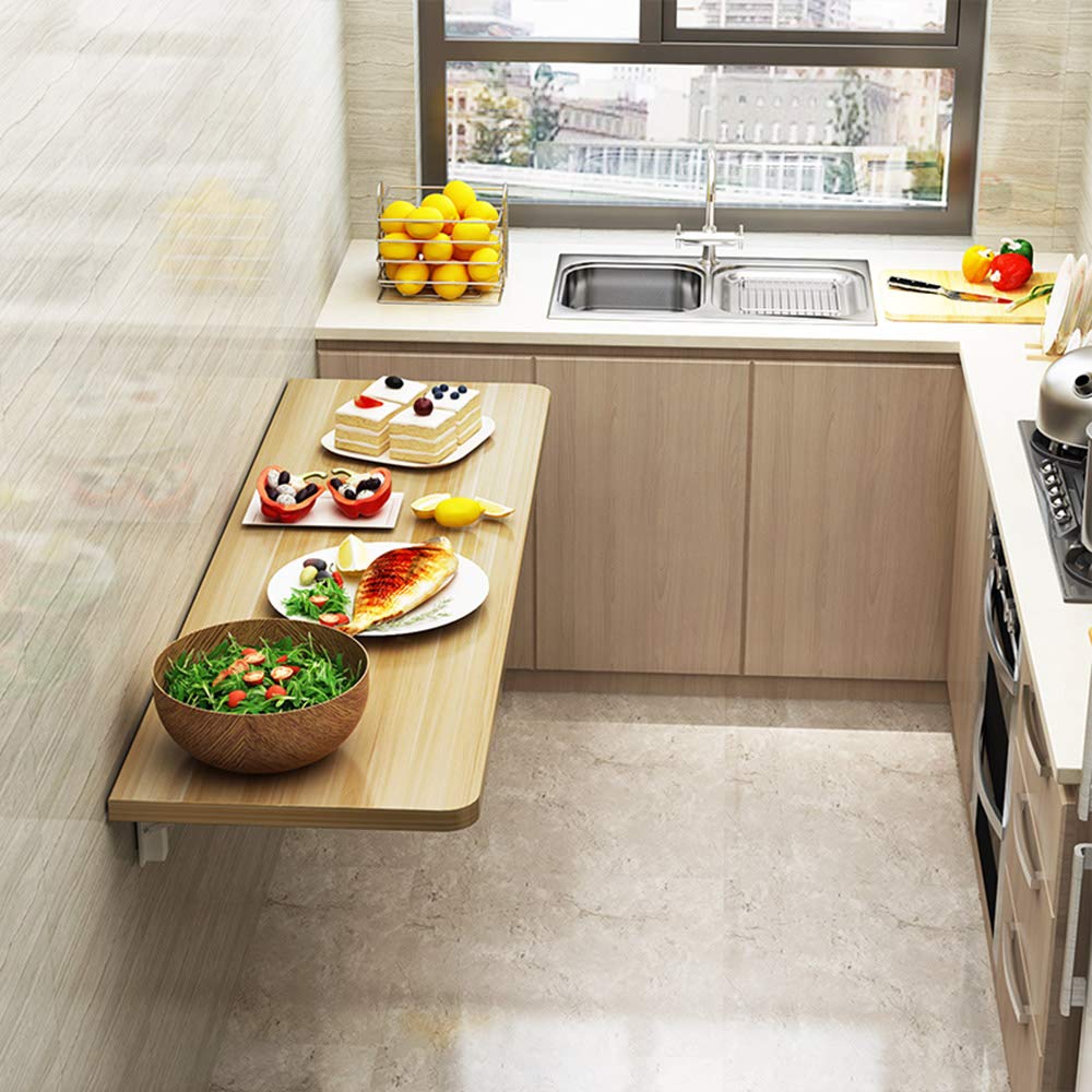 Table murale rabattable et pliante en bois pour bureau d'ordinateur et cuisine gain de place