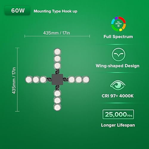Miniatura 4 de SANSI Luz LED de crecimiento, PPF 96 umols LED de espectro completo, lámpara de cultivo de plantas de 60 W con lente óptica para alto PPFD, perfecta