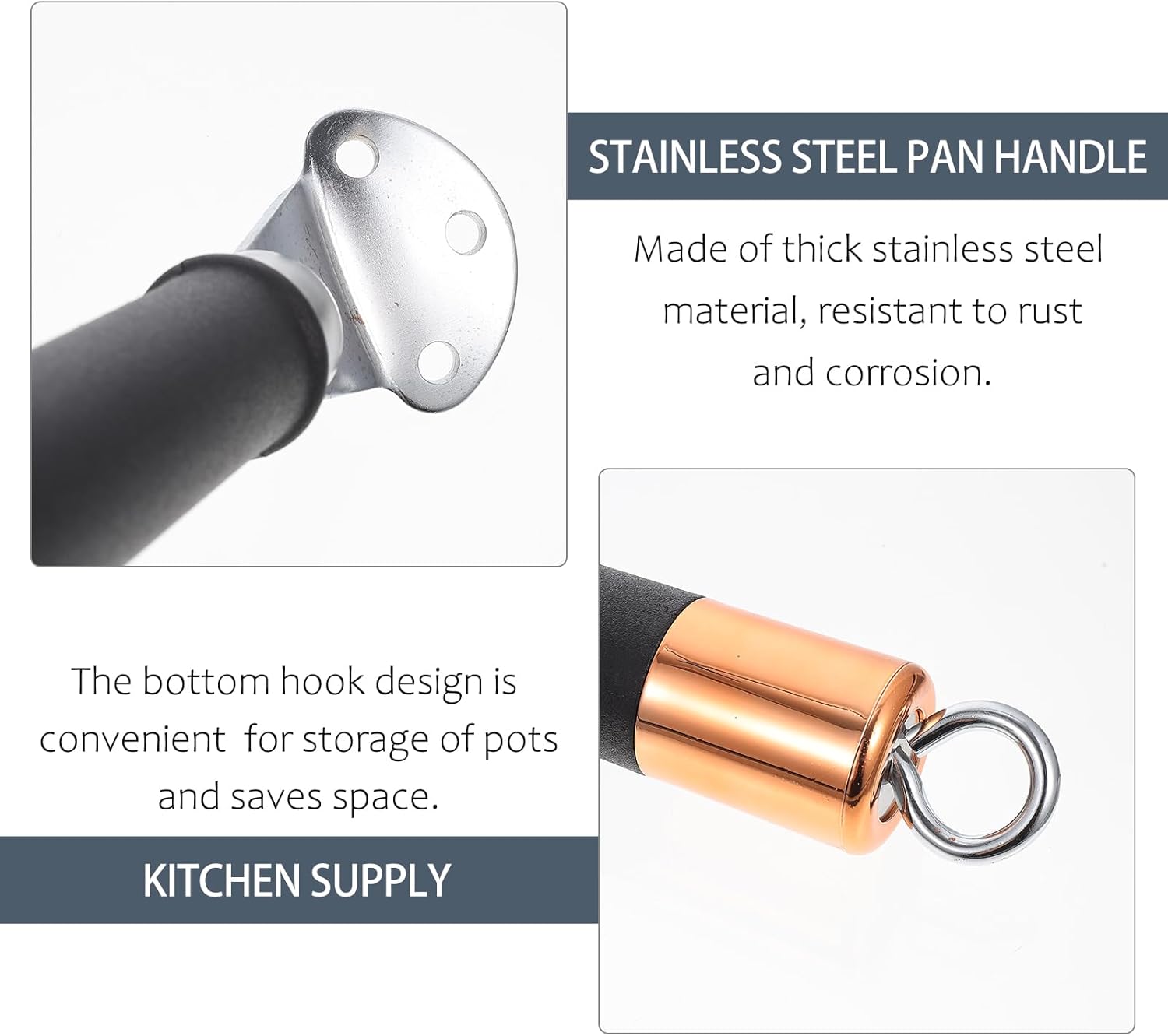 Handle Pot Pan Handles Replacement Holder Grip Steel Stainless Accessories Fry Replaced Holders Removable Cookware Sleeve| | - - (Color: Black)