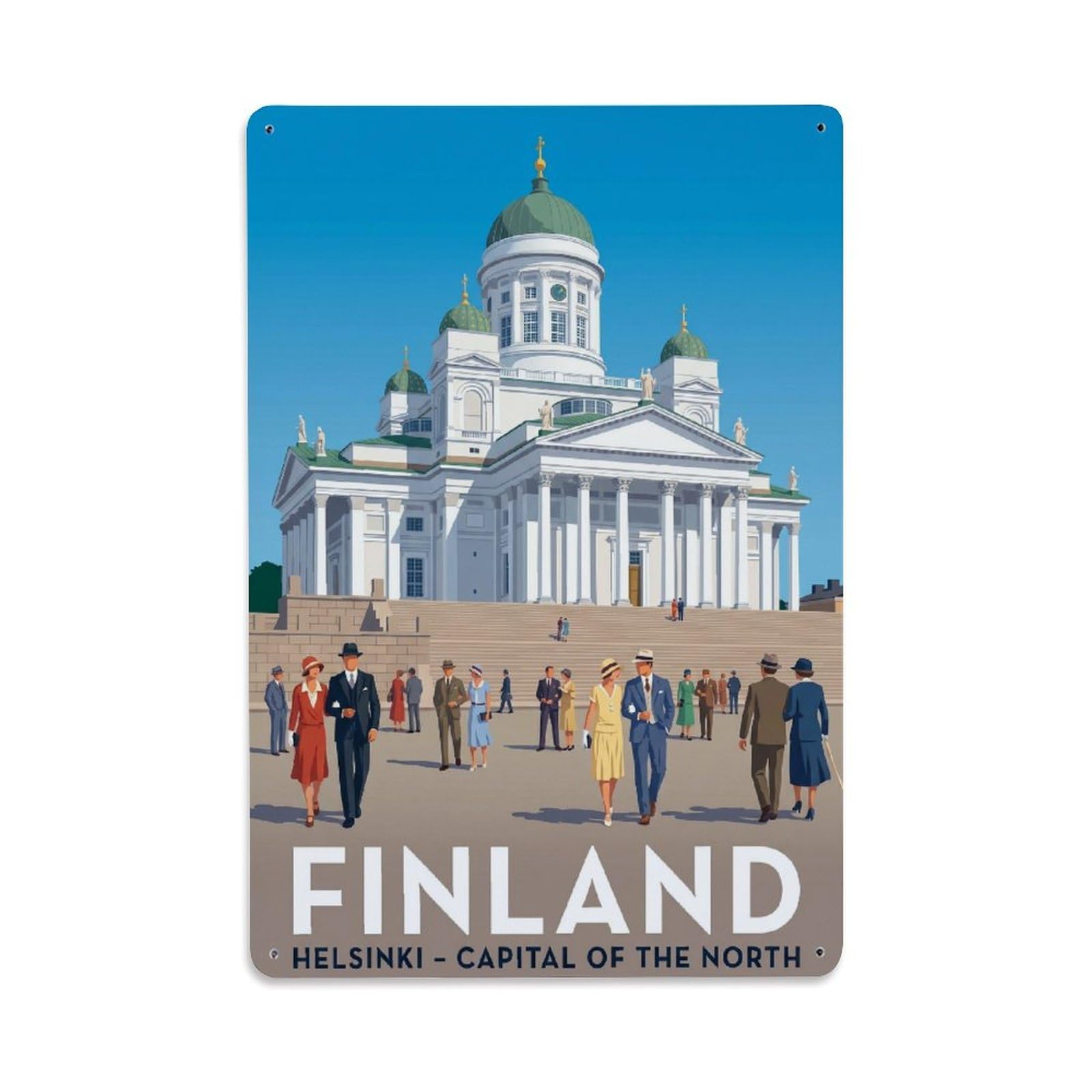 Olhnbad Style Helsinki Cathedral Neoclassical Travel Landmark Metal Tin Sign