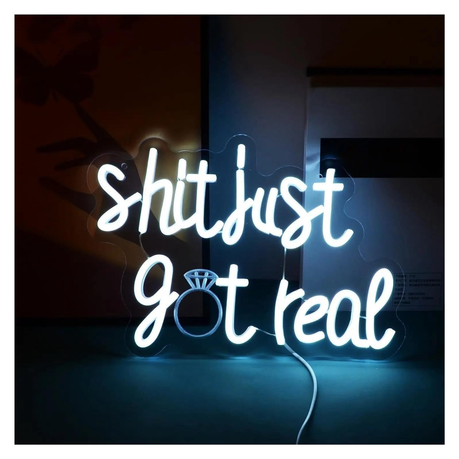 Insegna luminosa al neon La merda è appena diventata reale per le lettere del segno al per neon Interruttore dimmerabile/lampada con parole umoristiche per USB