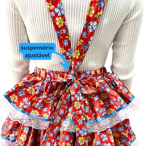 Saia Rodada Curta Caipira Roupa Fantasia Festa Junina Quadrilha Arraiá São João Adulta (Mistura de a